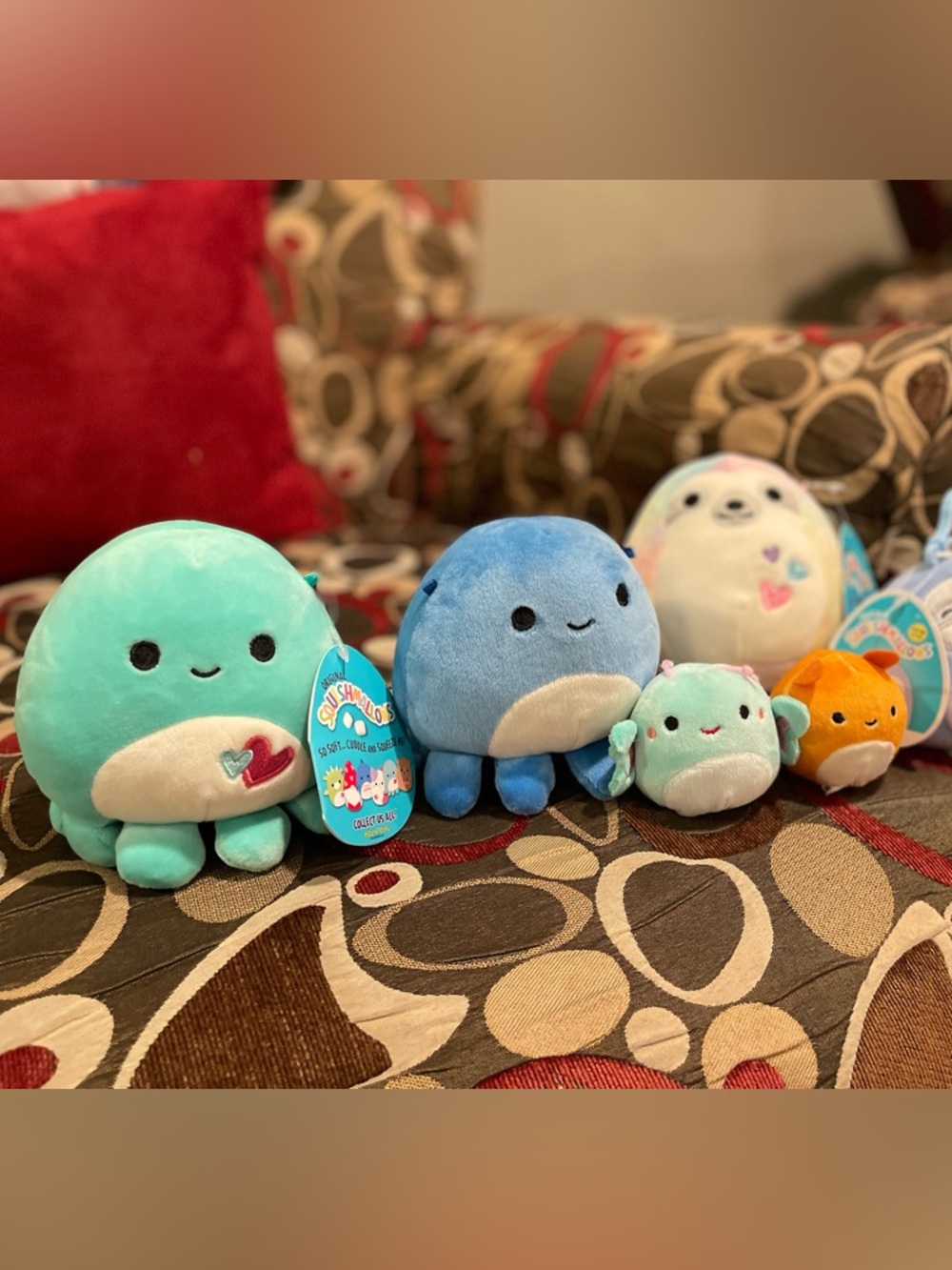 Squishmallows Multicolor Sea Creature Plush Set - Teal, Blue, White, Orange